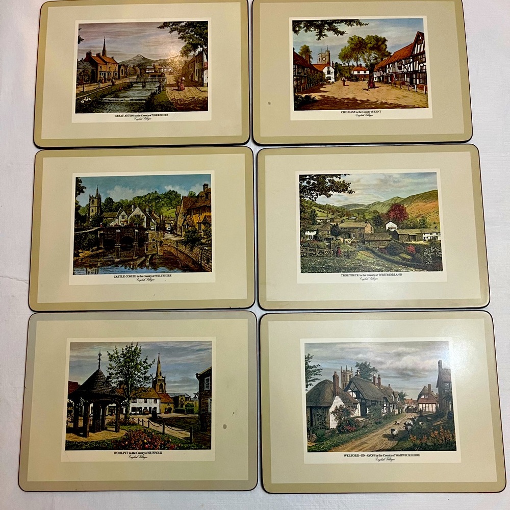 Pimpernel - English Village, Set of 6 cork backed mats.